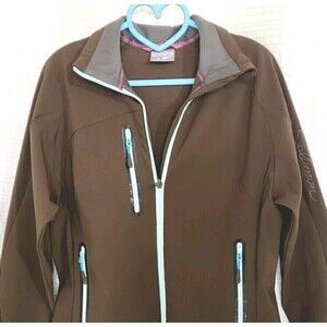 Salomon Soft Shell Jacket Wind/Water Resistant Brown w/ Aqua Trim Women's M